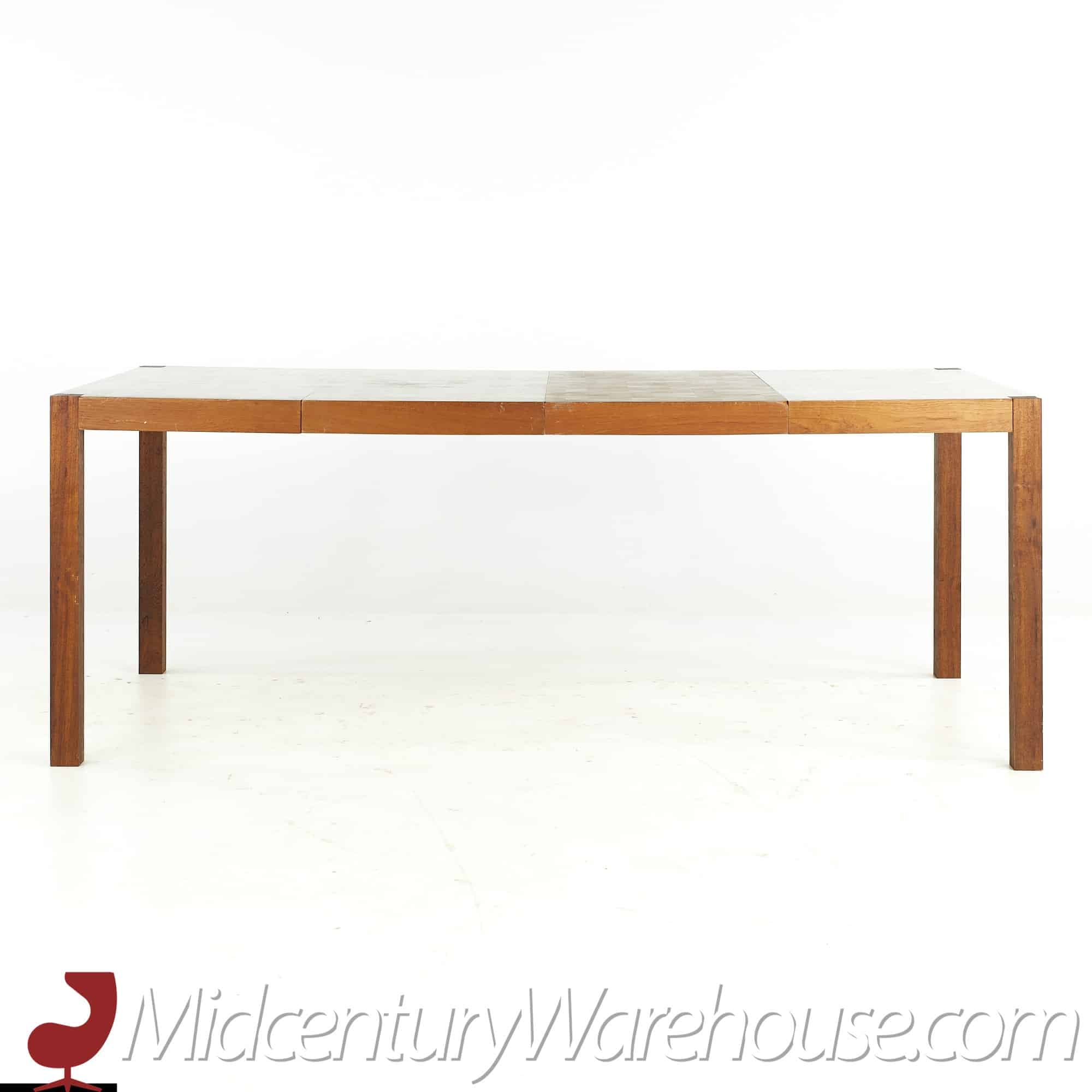Dyrlund Mid Century Teak Patchwork Expanding Dining Table with 2 Leaves
