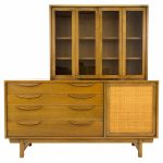 Lawrence Peabody Caned Door Mid Century China Cabinet