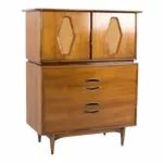 Kent Coffey Greenbrier Mid Century Walnut 5 Drawer Highboy Dresser