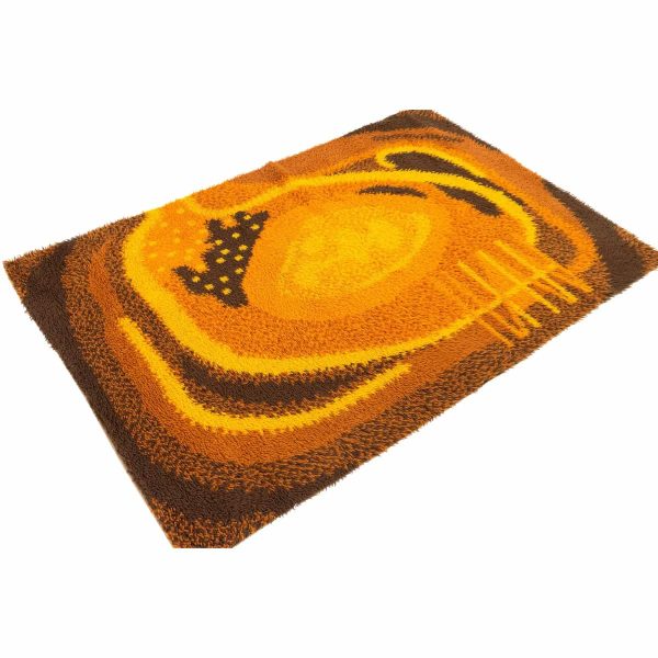 mid century orange rya rug