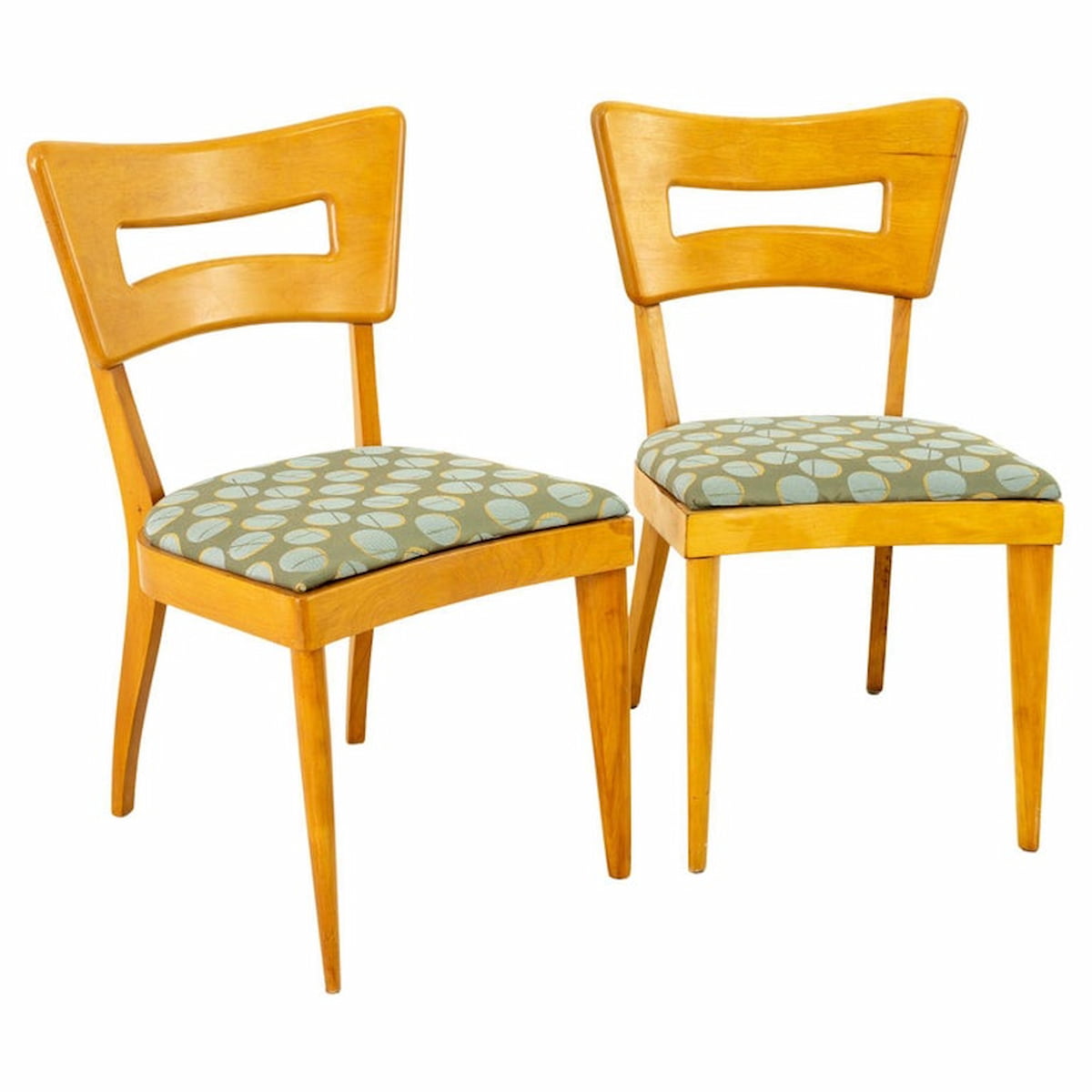 Heywood Wakefield Mid Century Maple Dog Bone Dining Chairs - Pair