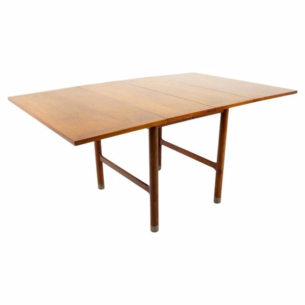 american of martinsville mid century drop leaf dining table with metal accented legs