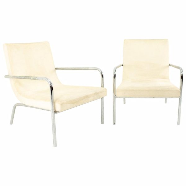 milo baughman style mid century scoop chair - pair