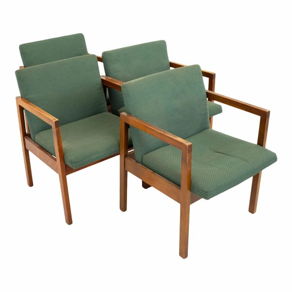 mid century walnut armchairs - set of 4