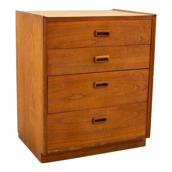 lane mid century walnut & formica 4 drawer chest of drawers