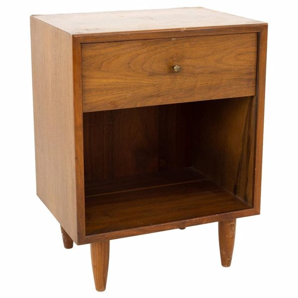 glenn of california style mid century single drawer walnut nightstand