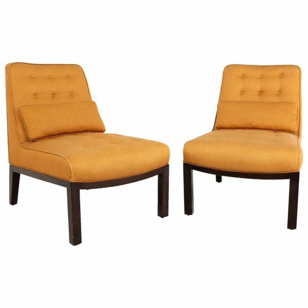 edward wormley for dunbar mid century slipper lounge chairs - pair