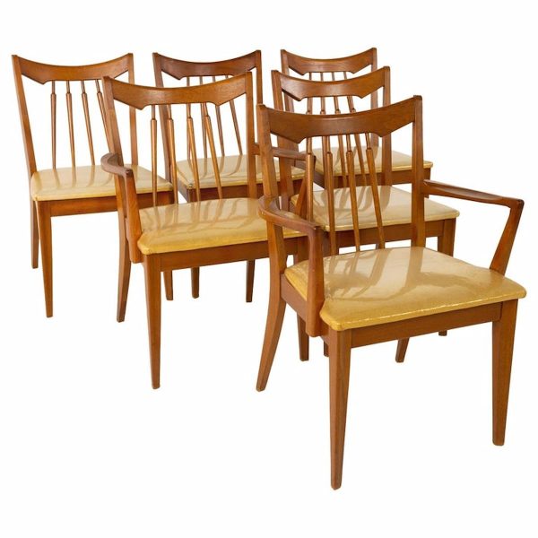 mid century walnut dining chairs - set of 6