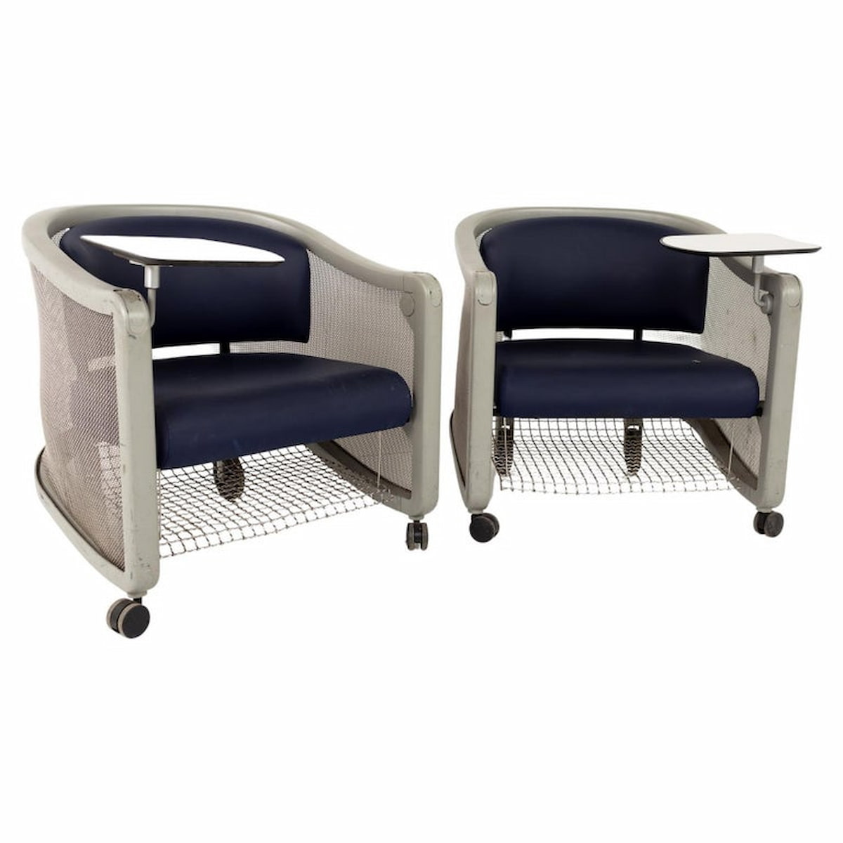 Neil Frankel for Knoll Mid Century Wheeled Office Lounge Chairs - Set of 2