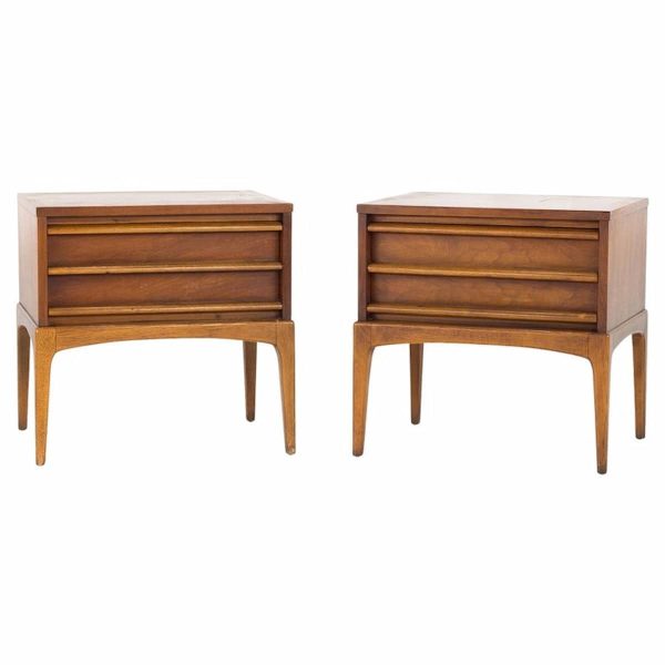 paul mccobb style lane rhythm mid century 2 drawer nightstands - pair