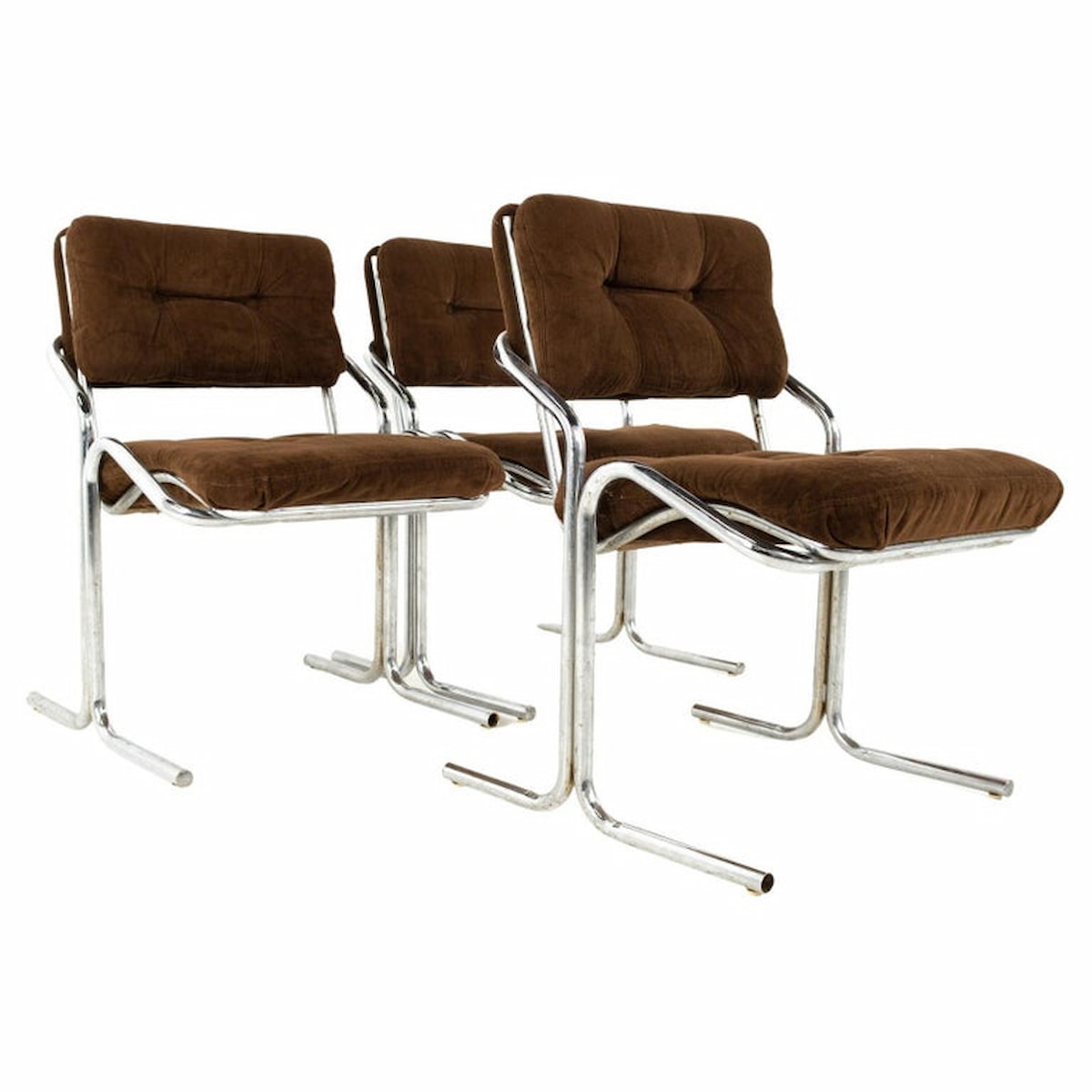 Jerry Johnson Mid Century Chrome Dining Chairs - Set of 3