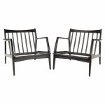 Lawrence Peabody Mid Century Ebonized Lounge Chairs - Pair