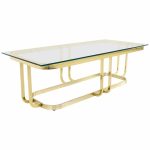 milo baughman style mid century brass and glass coffee table