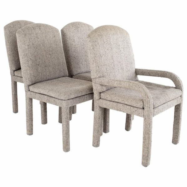 milo baughman style mid century grey parsons chairs - set of 4