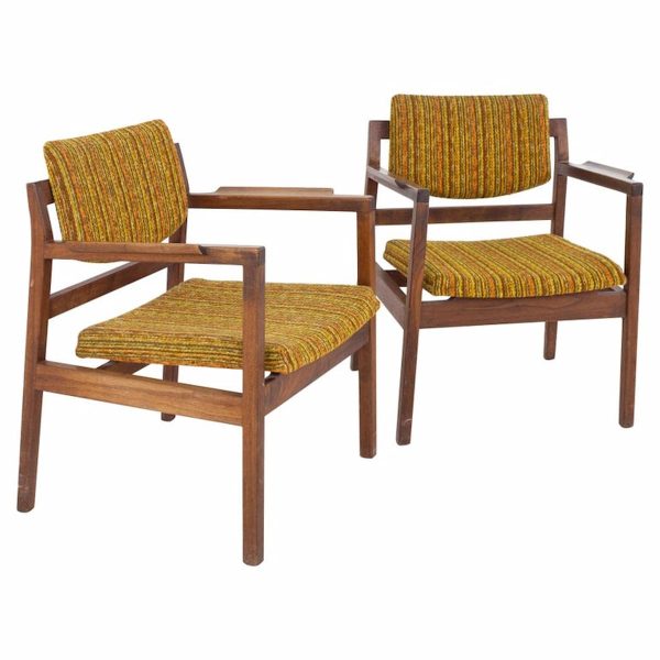 jens risom mid century arm chairs - a pair
