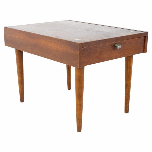 merton gershun for american of martinsville mid century x inlaid walnut side end table