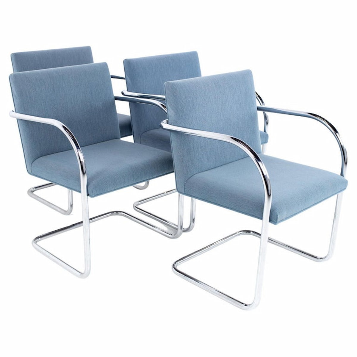 Mies Van Der Rohe for Gordon International Brno Mid Century Tubular Occasional Arm Chair - Set of 4