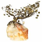 Curtis Jere Brass and Marble Bonsai Tree Sculpture