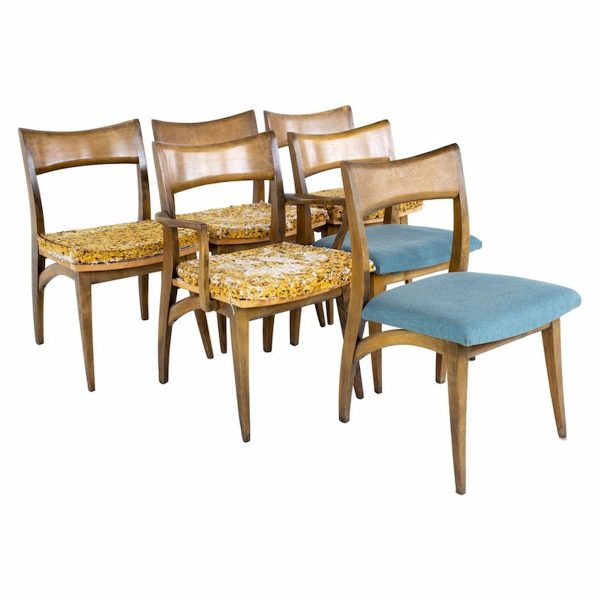 heywood wakefield mid century tuxedo dining chairs - set of 6