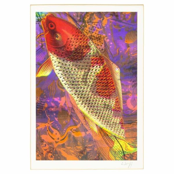 koi fish print 1991 framed & signed