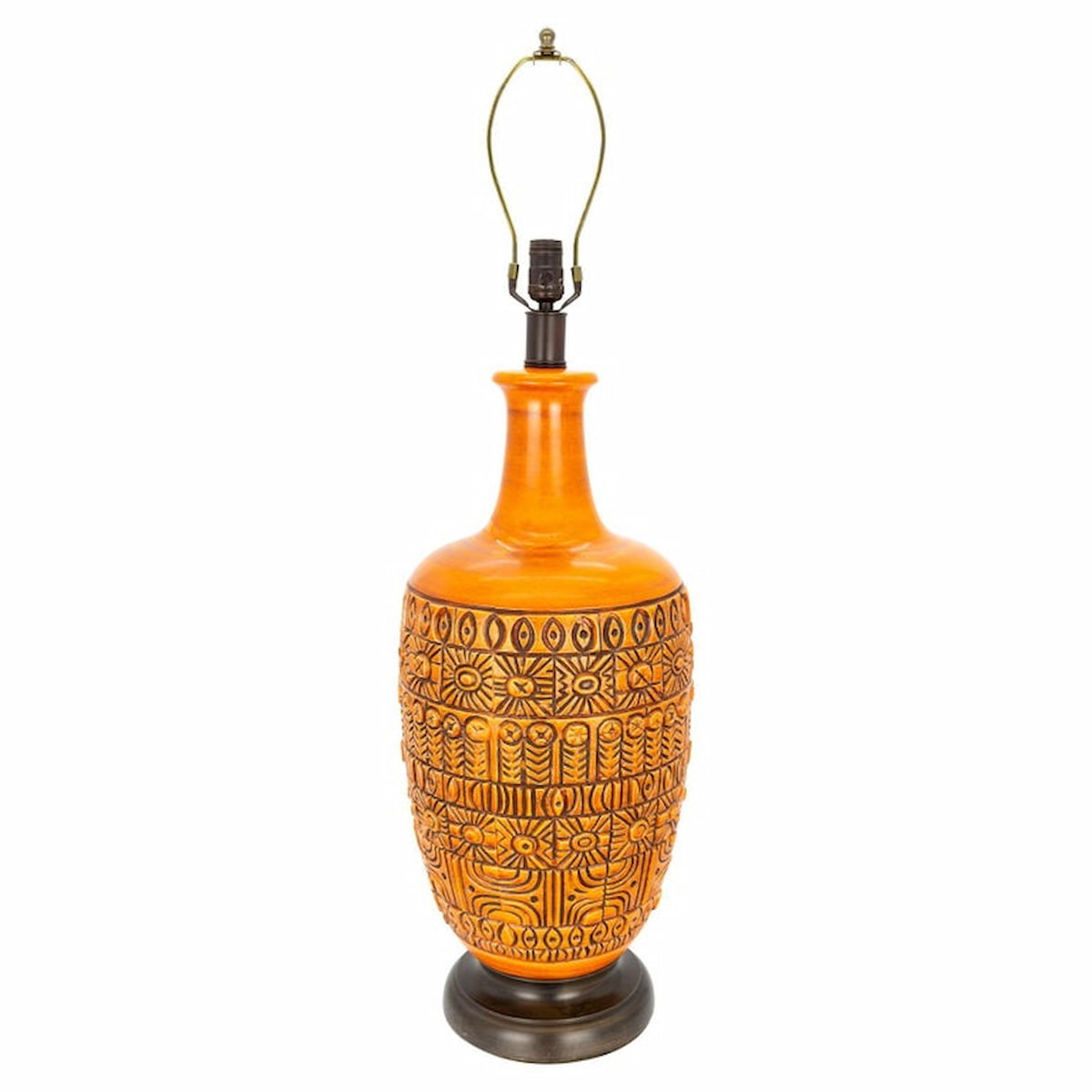 Mid Century Orange Pottery Table Lamp