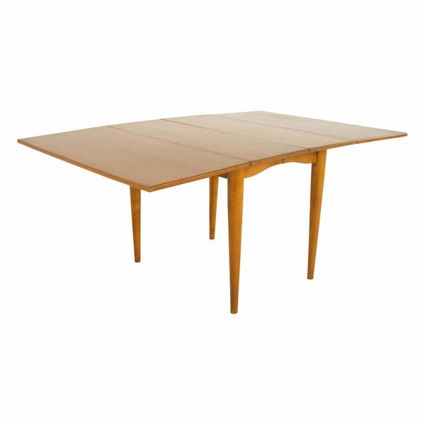 conant ball mid century drop leaf maple dining table with 2 leaves