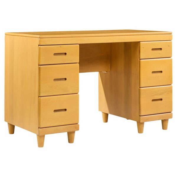 heywood wakefield mid century maple bookcase desk