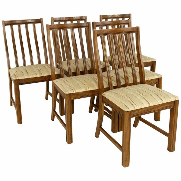 lane first edition style keller mid century walnut dining chairs - set of 6
