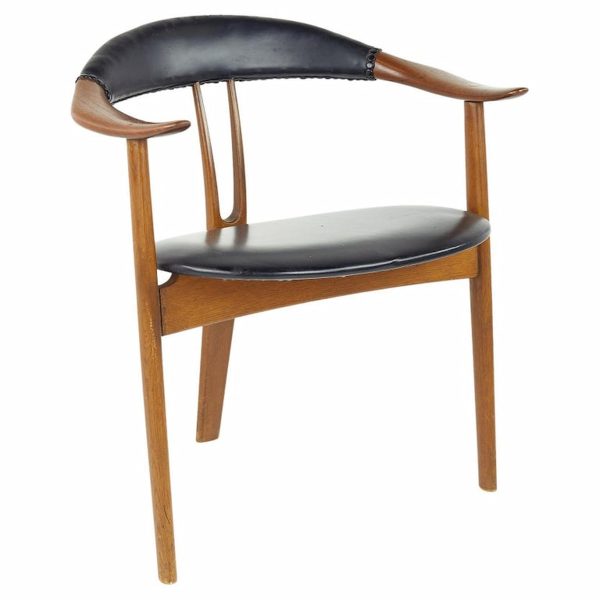 arne hovmand olsen for mogens kold mid century danish teak and leather occassional chair