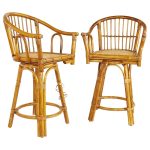Ficks Reed Style Mid Century Bamboo Rattan Bar Stools - Pair | Mid Century Modern Furniture - Mid Century Furniture Chicago Ficks Reed Style Mid Century Bamboo Rattan Bar Stools - Pair