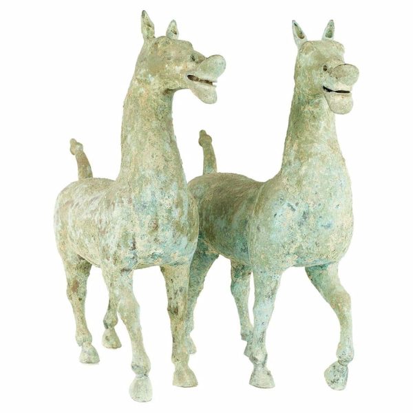 han dynasty style mid century terracotta horse - pair