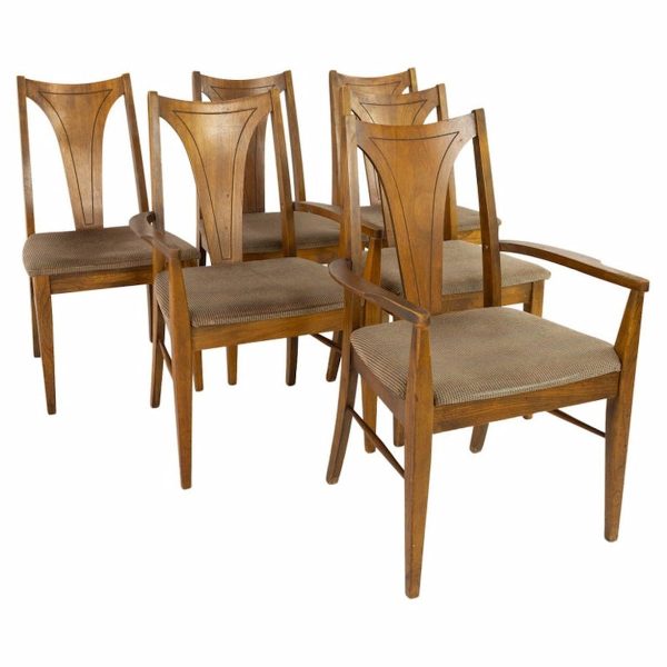 kent coffey perspecta mid century walnut dining chairs - set of 6