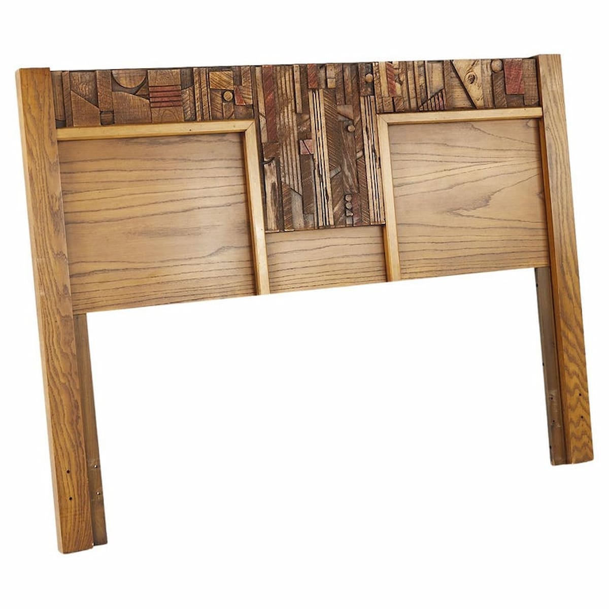 Lane Pueblo Brutalist Mid Century Queen Walnut Headboard