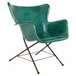 Lawrence Peabody for Selig Mid Century Wingback Fiberglass Shell Chair - Green