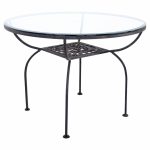 Arthur Umanoff for Shaver Howard Mayan Mid Century Iron and Glass Round Dining Table