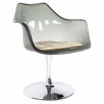 Chromcraft Style Mid Century Smoked and Chrome Tulip Base Captains Chair
