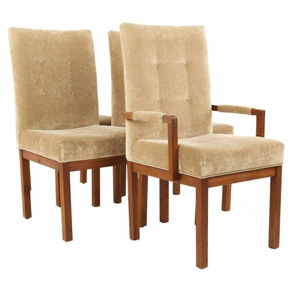 dillingham mid century walnut tufted dining chairs - set of 4