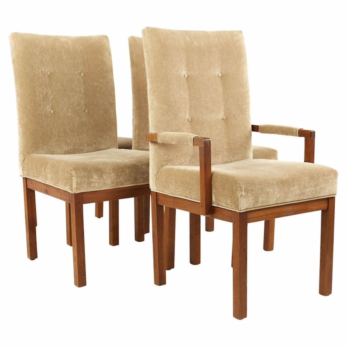 Dillingham Mid Century Walnut Tufted Dining Chairs - Set of 4
