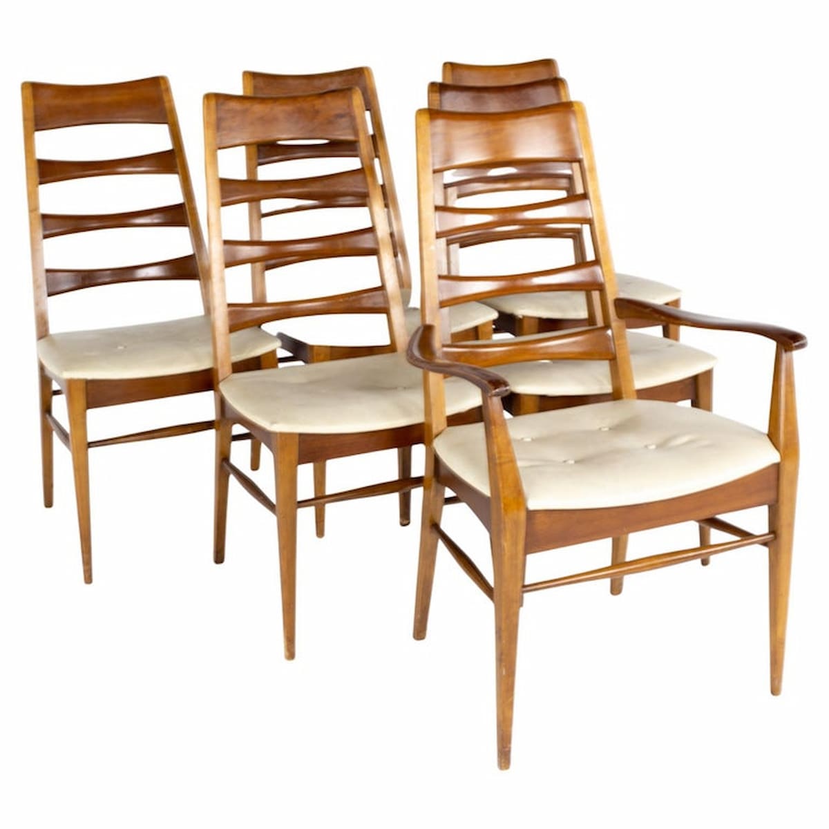 Heywood Wakefield Mid Century Ladder Back Dining Chairs - Set of 6