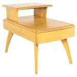 Heywood Wakefield Mid Century Wheat Step Side Table with Drawer