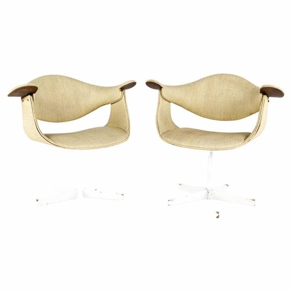 seymour james wiener for kodawood mid century swag wood leg chairs - a pair