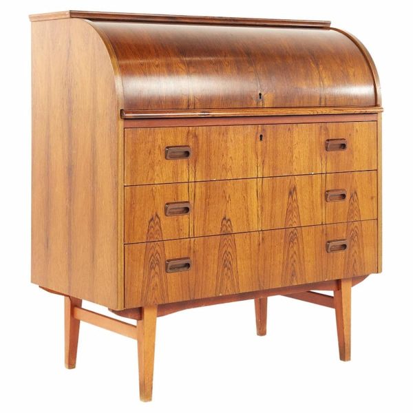 bernhard pedersen danish style mid century rosewood rolltop desk
