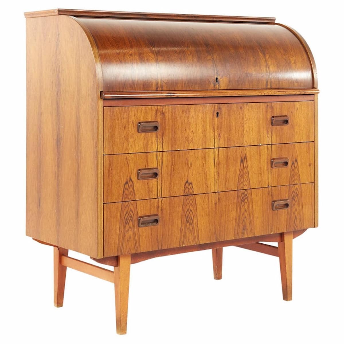 Bernhard Pedersen Danish Style Mid Century Rosewood Rolltop Desk