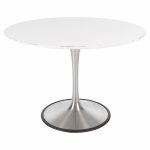 Eero Saarinen Style Mid Century White Laminate and Stainless Steel Tulip Dining Table