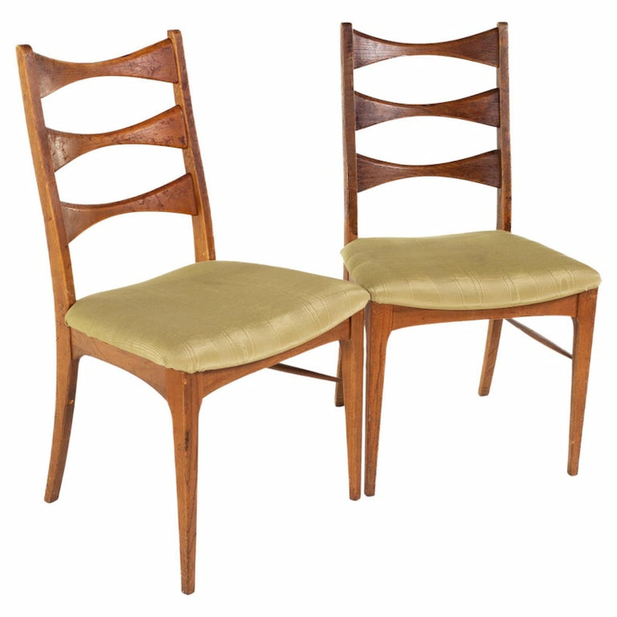 Heywood Wakefield Style Mid Century Ladder Back Chairs - Pair