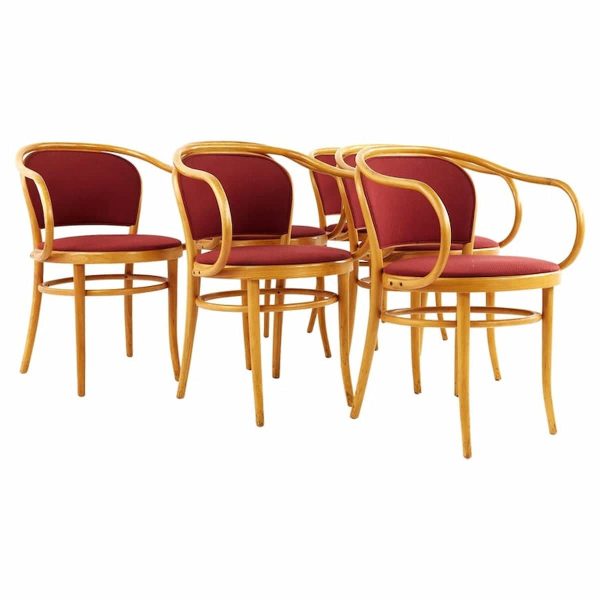 le corbusier for thonet mid century bentwood dining chairs - set of 6