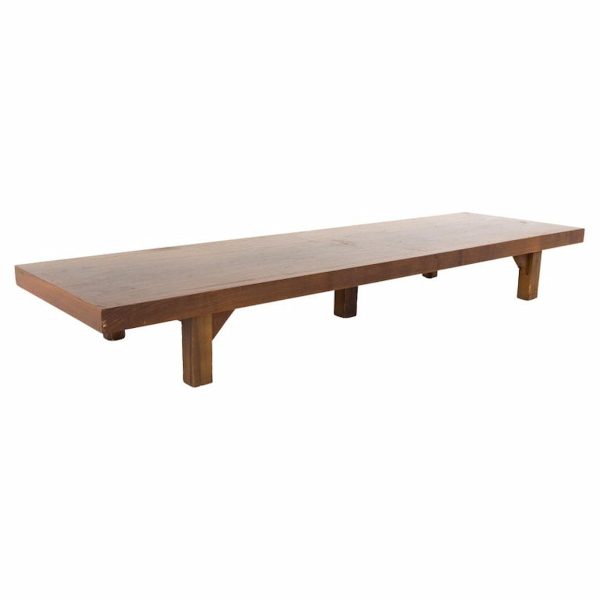 merton gershun for american of martinsville style mid century walnut coffee table bench