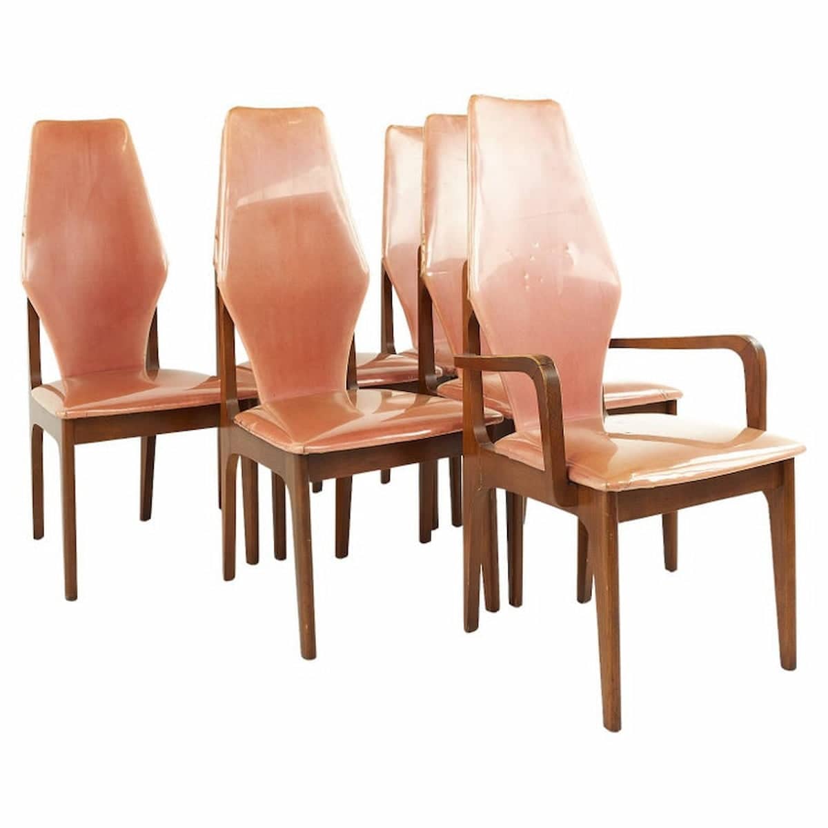 Adrian Pearsall Style Mid Century Walnut Dining Chairs - Set of 6