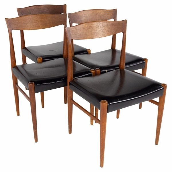 arne hovmand olsen mid century teak dining chairs - set of 4