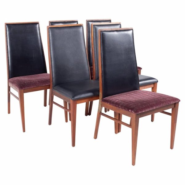 dillingham mid century highback walnut dining chair - set of 6